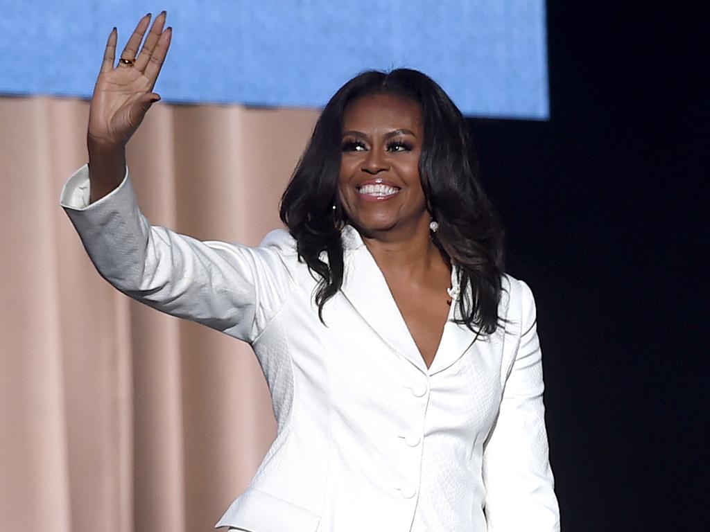 Michelle Obama appears onstage at Becoming: An Intimate Conversation with Michelle Obama at the Forum on November 15, 2018 in Inglewood, California. Picture: Getty Images