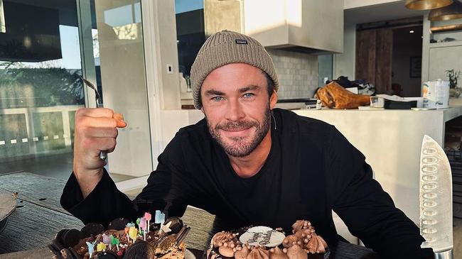 Chris Hemsworth recently turned 40 and celebrated with a cake from Woolies. Picture from Instagram.