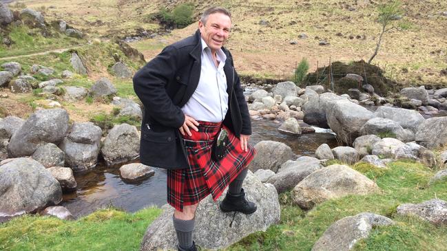 Charles Wooley proudly wearing his MacGregor tartan, while on assignment to cover the Scottish independence referendum in 2014. Picture: Supplied   