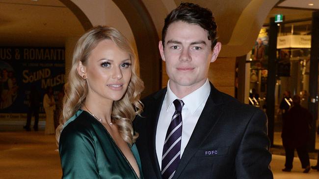 SPORT - Fremantle Football Club's 2016 Doig Medal Presentation Dinner will be held in the Grand Ballroom at Crown Perth. Photo by Daniel Wilkins. PICTURED- Lachie Neale and Julie Clark