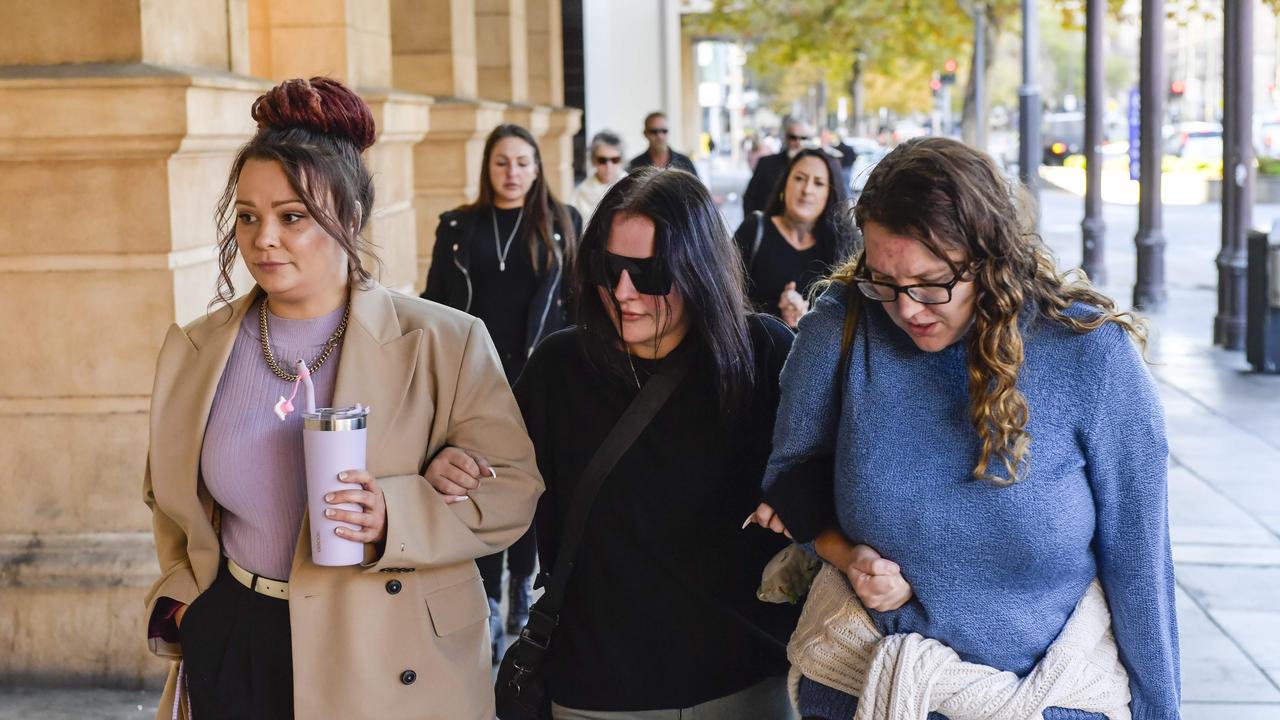 Family and loved ones of alleged murder victim Jordan Torrans arriving in court for the trial. Picture: Roy VanDerVegt.