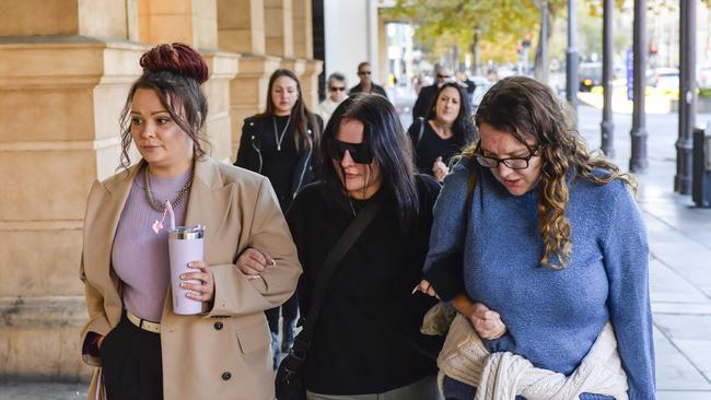Family and loved ones of alleged murder victim Jordan Torrans arriving in court for the trial. Picture: Roy VanDerVegt.