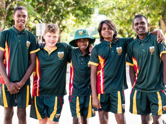 St Teresa's College, Abergowie, is Queensland's most improved high school for NAPLAN 2019. Students Conwell Sailor, Tyler Martin, Sobowa Daniel, Nykiem Pungana, Shaun Ned.