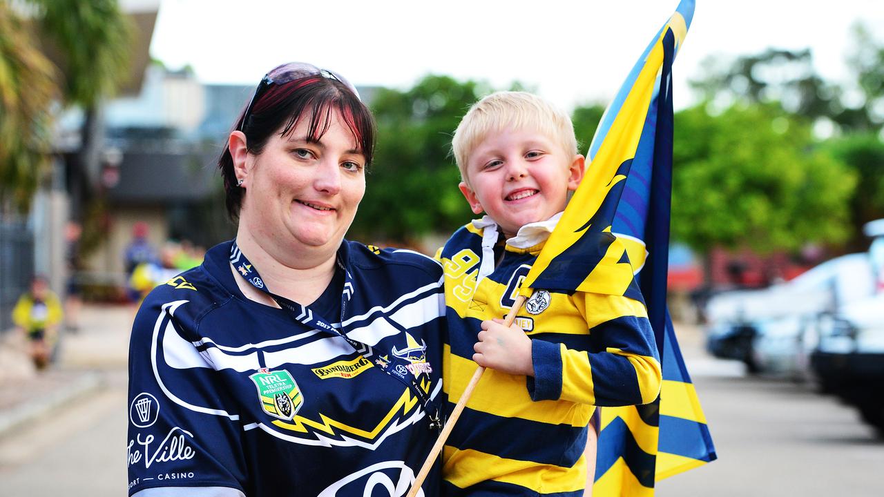 Socials from the North Queensland Cowboys v Parramatta Eels NRL game from 1300 Smiles Stadium. Sheree Prior and son Harrison Prior. Picture: Zak Simmonds