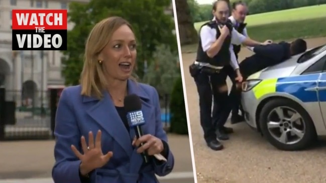 Aussie reporter assaulted while covering London protests (Nine News)