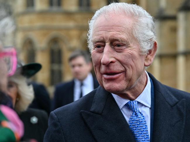 Charles greeted well wishers as he left St. George's Chapel, in Windsor Castle. Picture: AFP