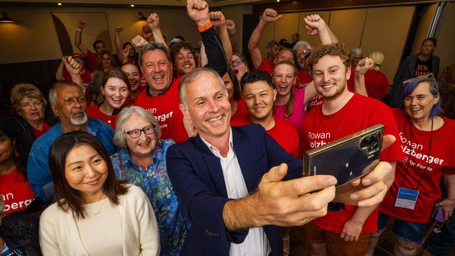 Rowan Holzberger - Labor Candidate for Forde and supporters celebrated at Beenleigh Tavern Saturday night. Picture: Nigel Hallett