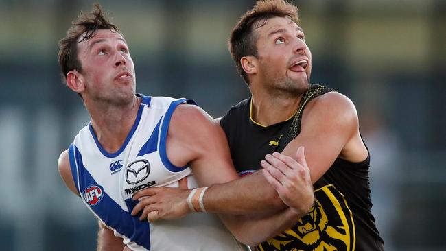 Todd Goldstein and Toby Nankervis staged an entertaining battle in the first half.