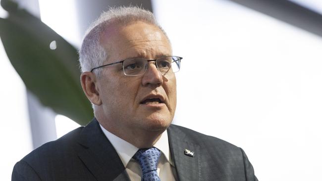 Prime Minister Scott Morrison delivers a keynote address during a luncheon at the Perth USAsia Centre on Wednesday. Picture: Matt Jelonek/Getty Images)