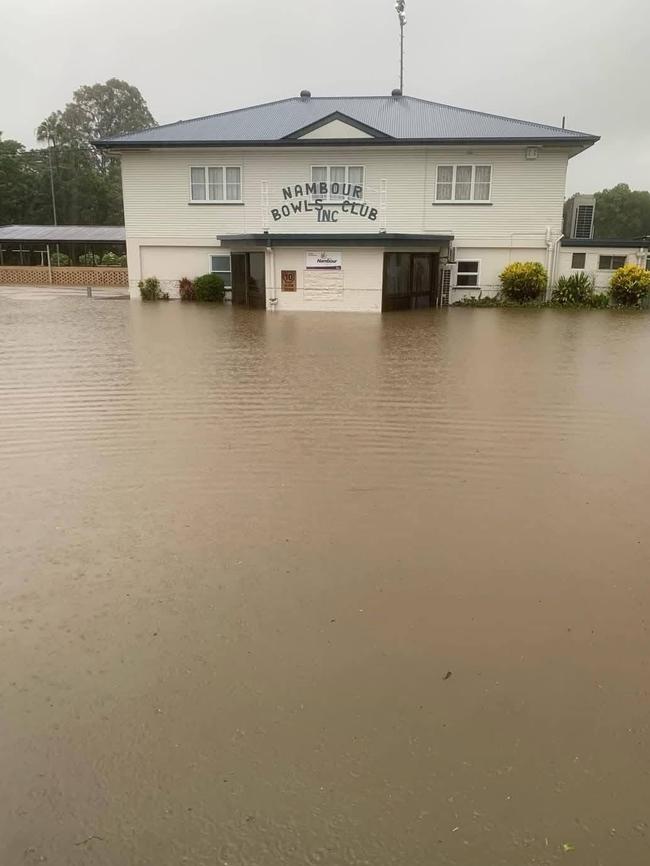 Flooding at the Nambour Bowls club following wild weather from ex-Tropical Cyclone Alfred