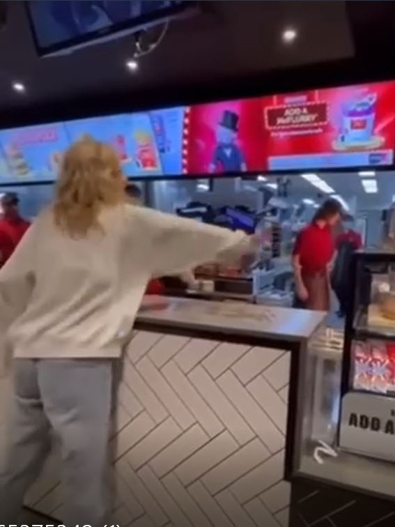 Ms Miller was filmed allegedly spitting workers at McDonald’s on Hindley Street in Adelaide. Photo: Instagram.