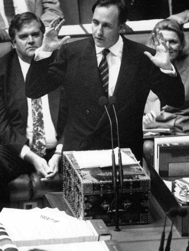 Former Paul Keating in action attacking the Liberals. Picture: David Gray / Newspix