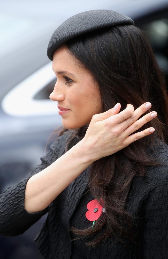 She sported the thin, gold rings to an Anzac Day service in London last year. Picture: Getty Images