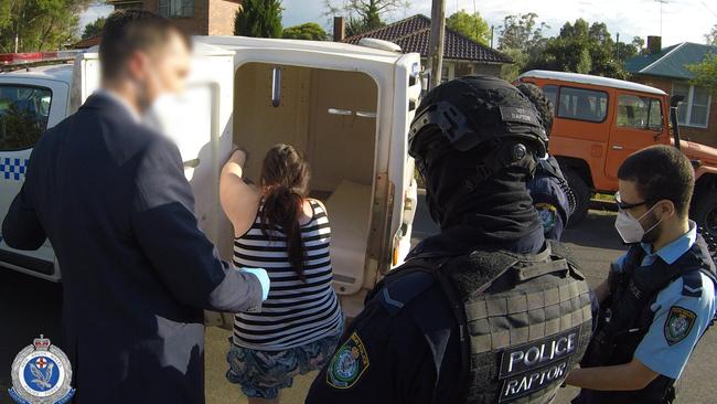 A 45-year-old woman was also arrested during Wednesday morning’s raid and taken to Parramatta Police Station. Picture: NSW Police.