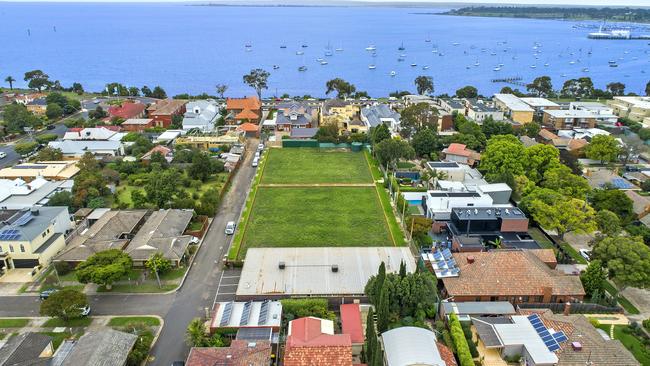 The 4264sq m site is just one row back from Corio Bay.