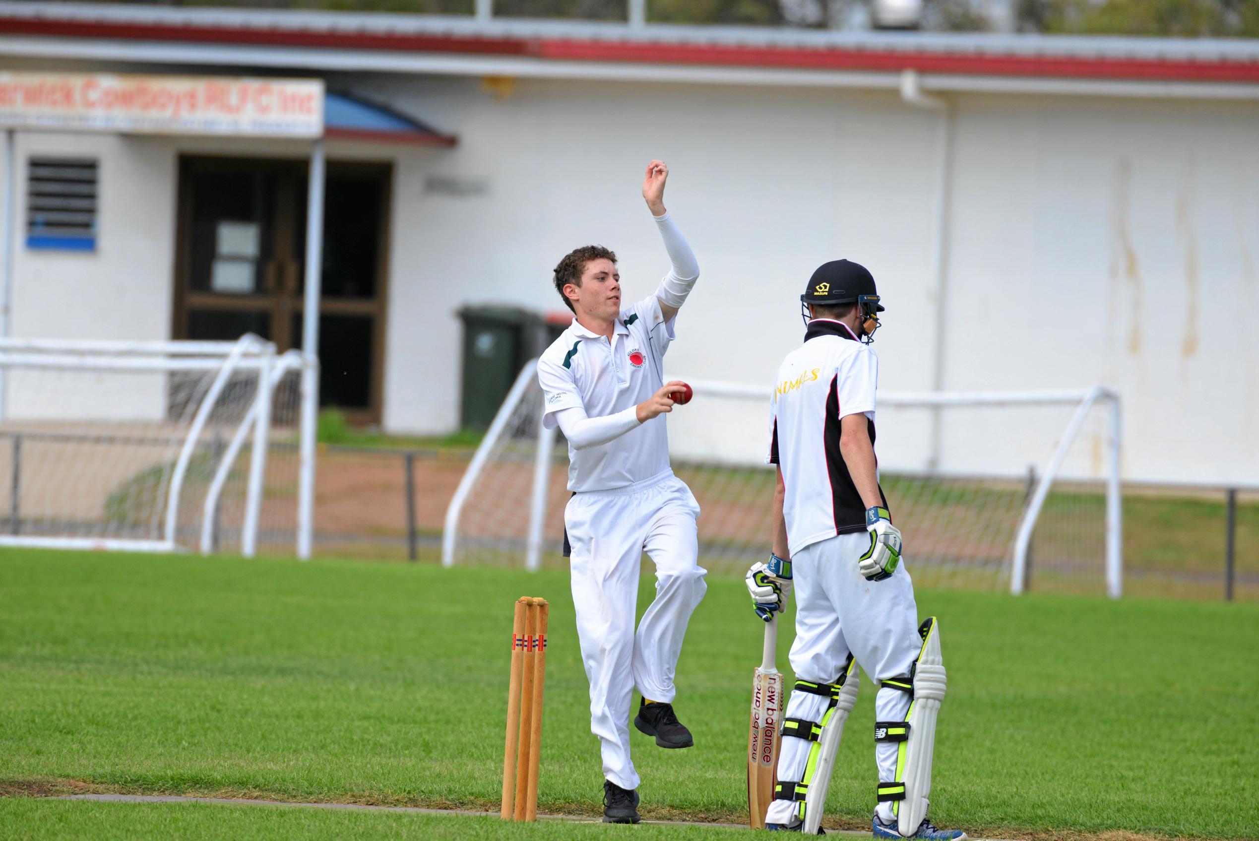 Allora captain and off spinner Sean Bryson on the way to 7-26 in a grand final win against Sovereign. Picture: Gerard Walsh