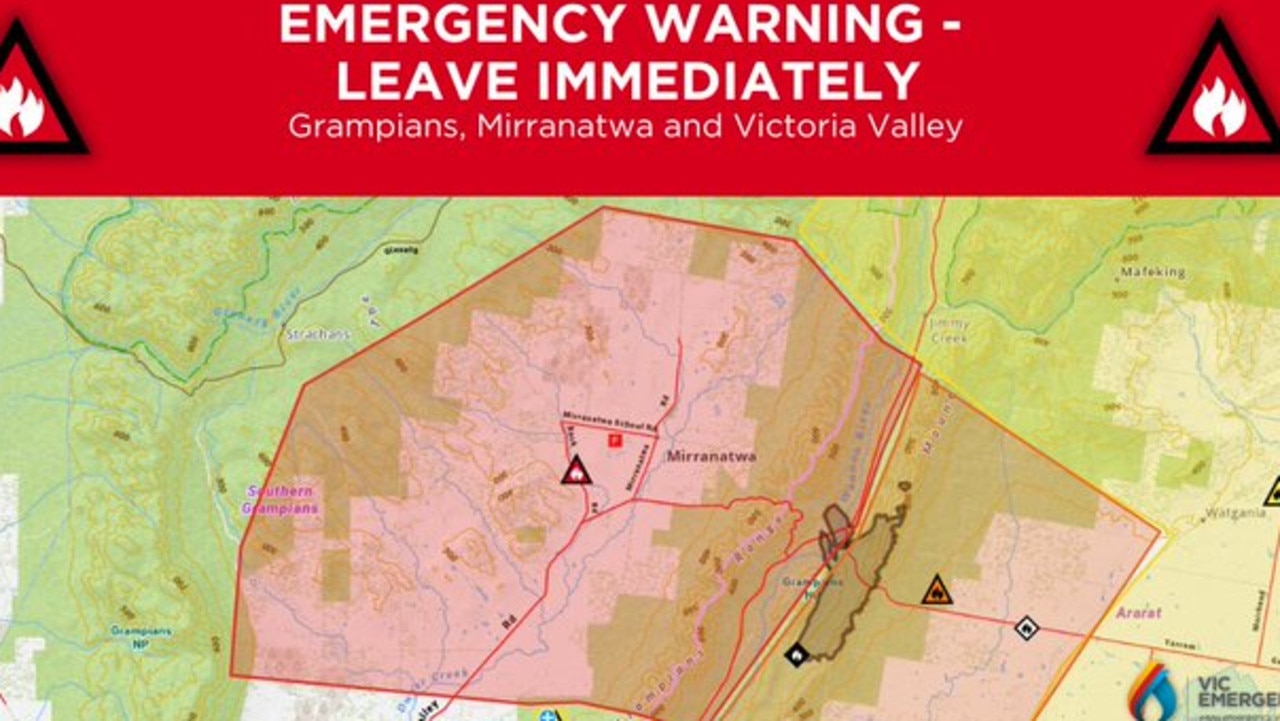 Grampians bushfire Emergency warning issued for Mirranatwa, the