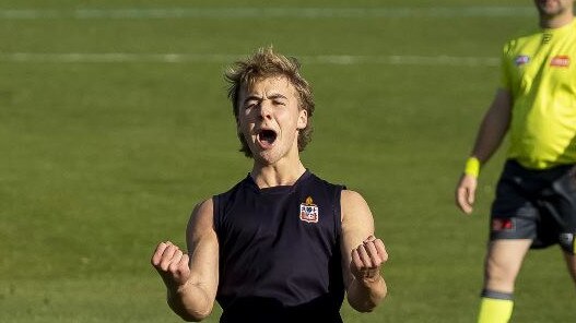 Sanders celebrates a goal for Melbourne Grammar. Picture: Supplied