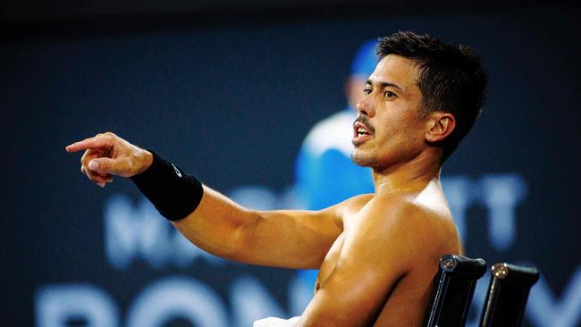 Kubler rests during his match with Rafael Nadal earlier this month. Picture: AFP