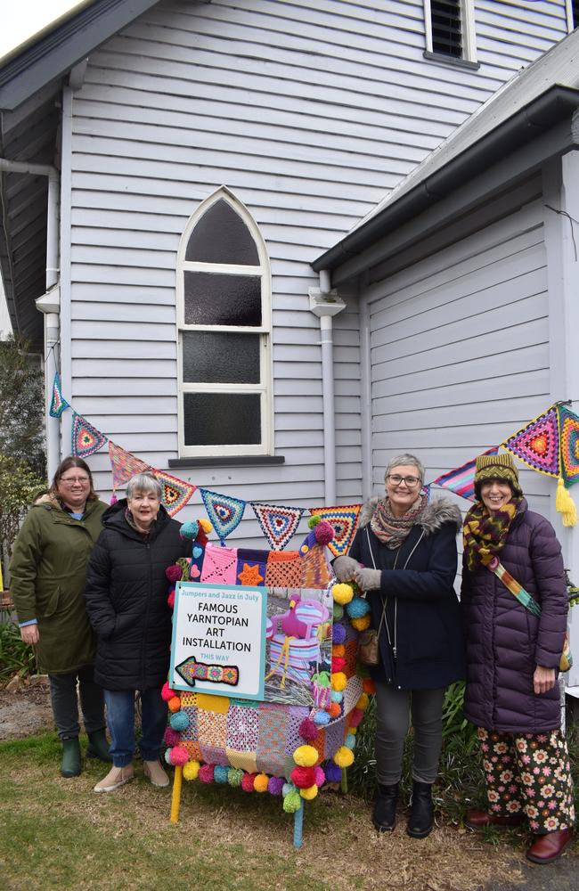 Helen Gross, Del Bryant, Loretta Grayson and Leanne Olivotta from Yarntopia. July 17, 2024. (Photo: NRM)