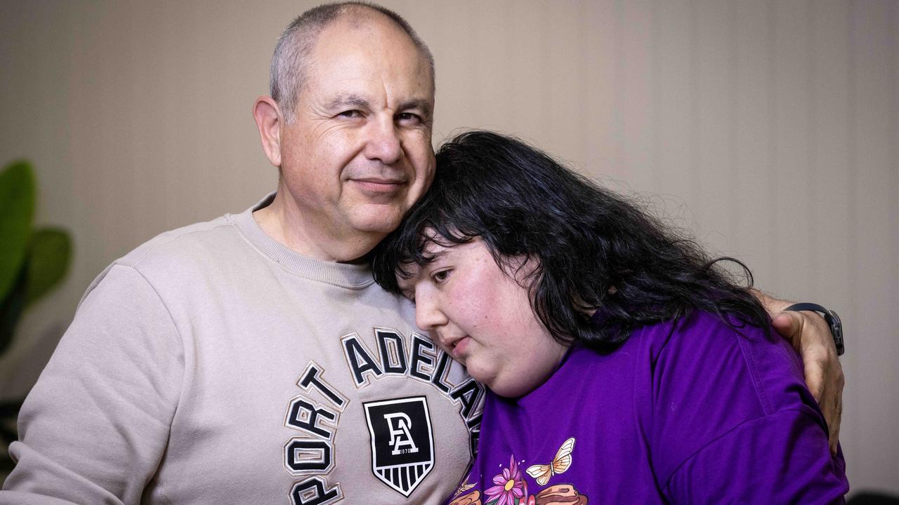 Georgia Kosteriadis with her dad Alex Kosteriadis at their home in Seaton. Picture: Kelly Barnes