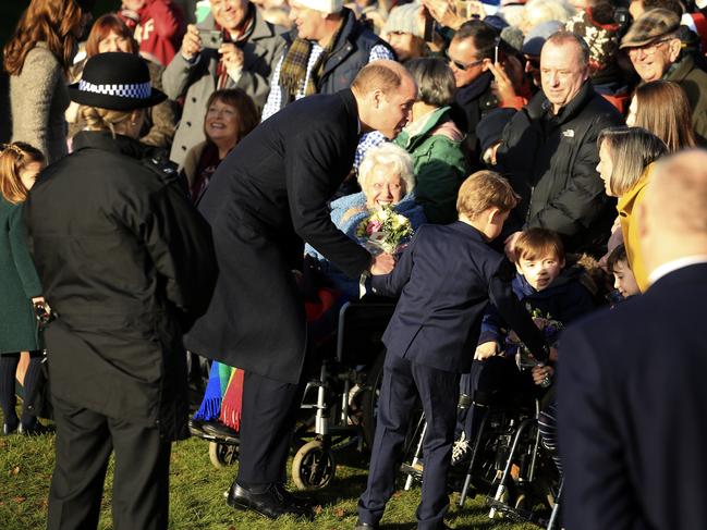 Prince George, with dad William, also got up close to his adoring public. Picture: AP