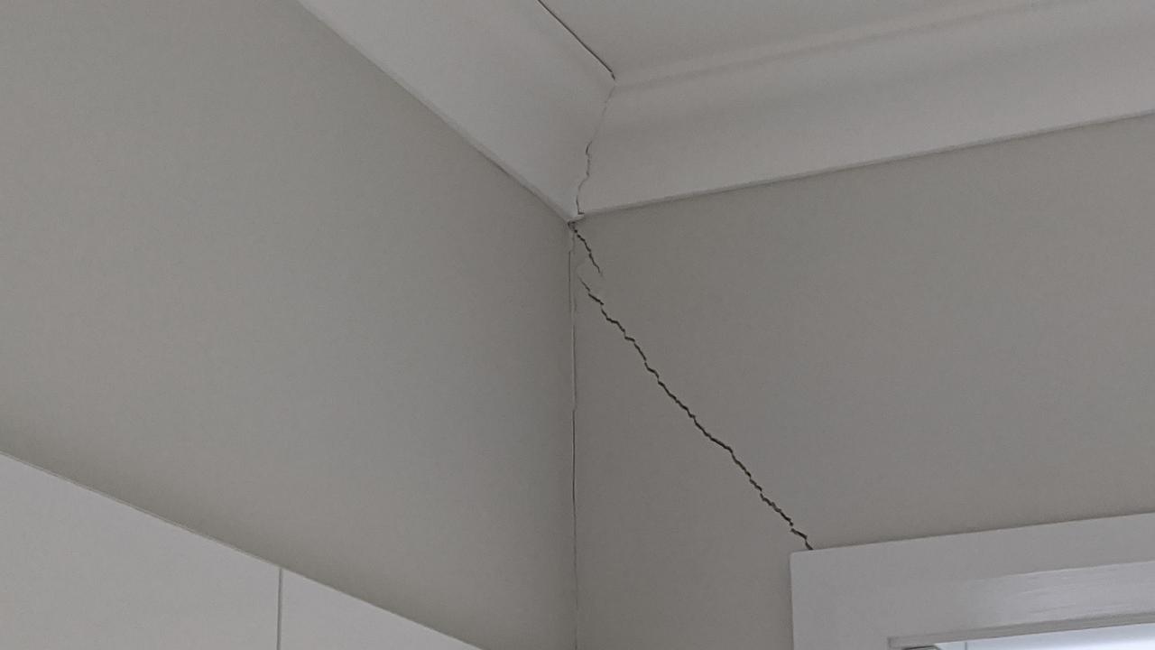 Cracks in the walls of a house near Armoury Rd, Jordan Springs East. Picture: Supplied