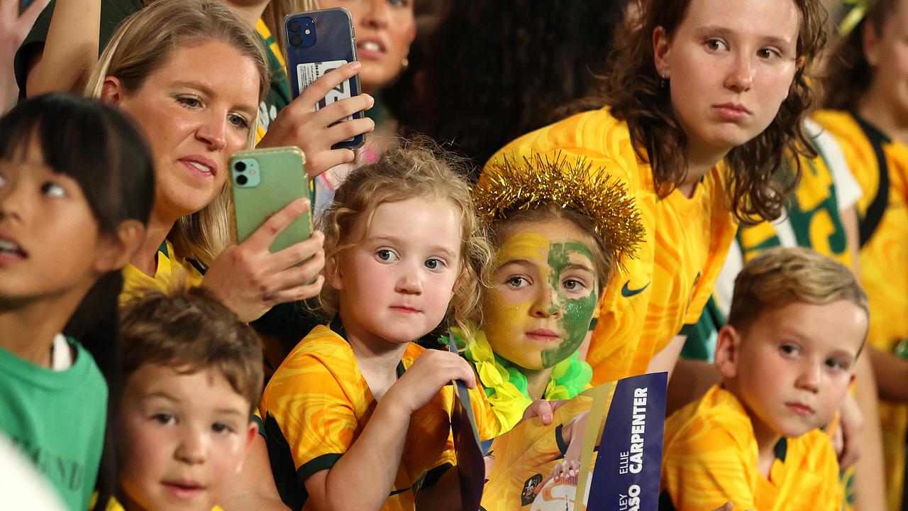 The World Cup was not a one-off, with the Matildas playing more sold out matches during their Olympic qualification campaign, including against Uzbekistan at Marvel Stadium on February 28 in Melbourne. Picture: Kelly Defina/Getty Images