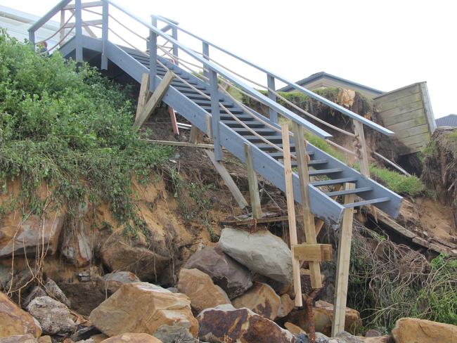 A staircase has been reinforced for safety.