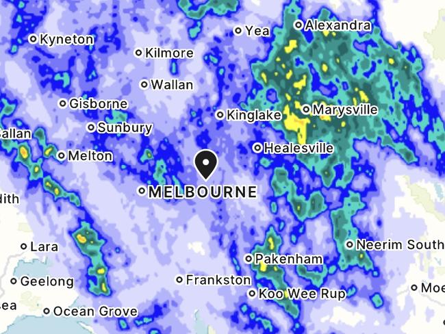 Heavy rain in Melbourne on Saturday morning. Picture: Bureau of Meteorology