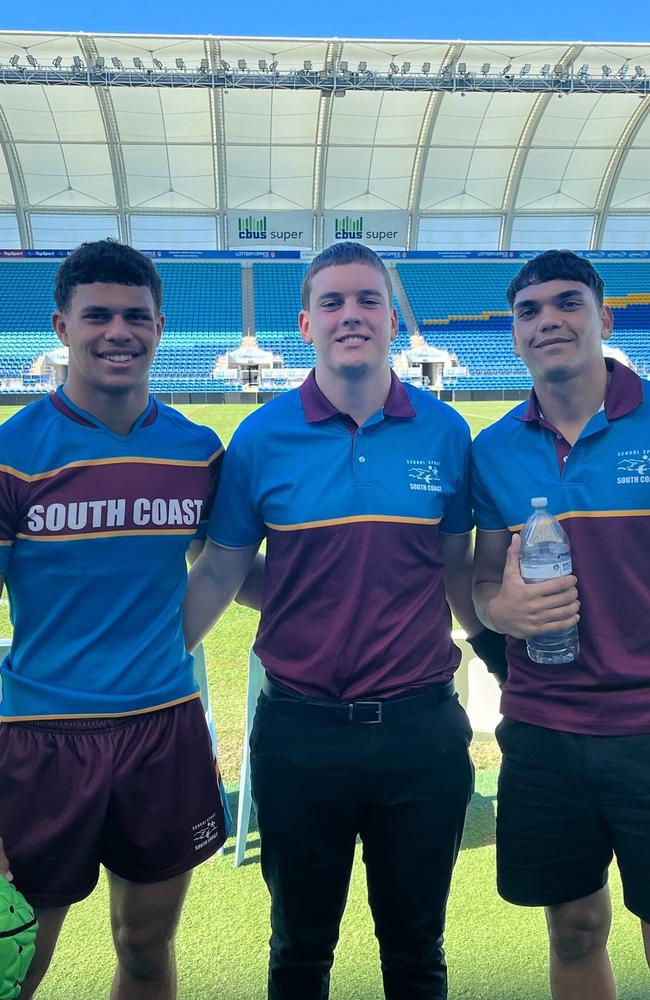 Philip Coates, far right, with two old Marymount College mates - the Titans Cooper Bai and Oscar laffranchi.