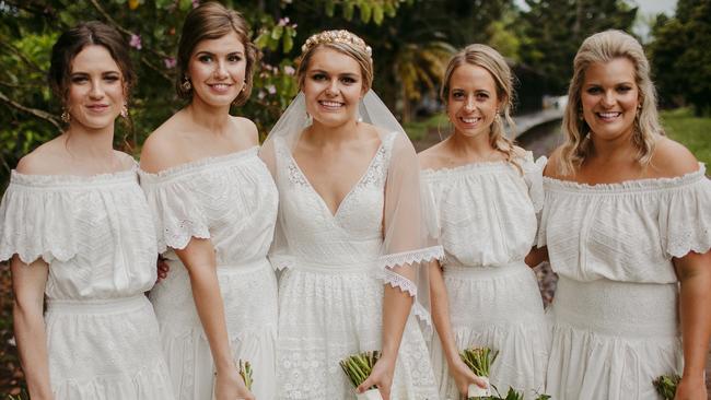 Amelia Small with her bridesmaids, pic: Shane Shepherd