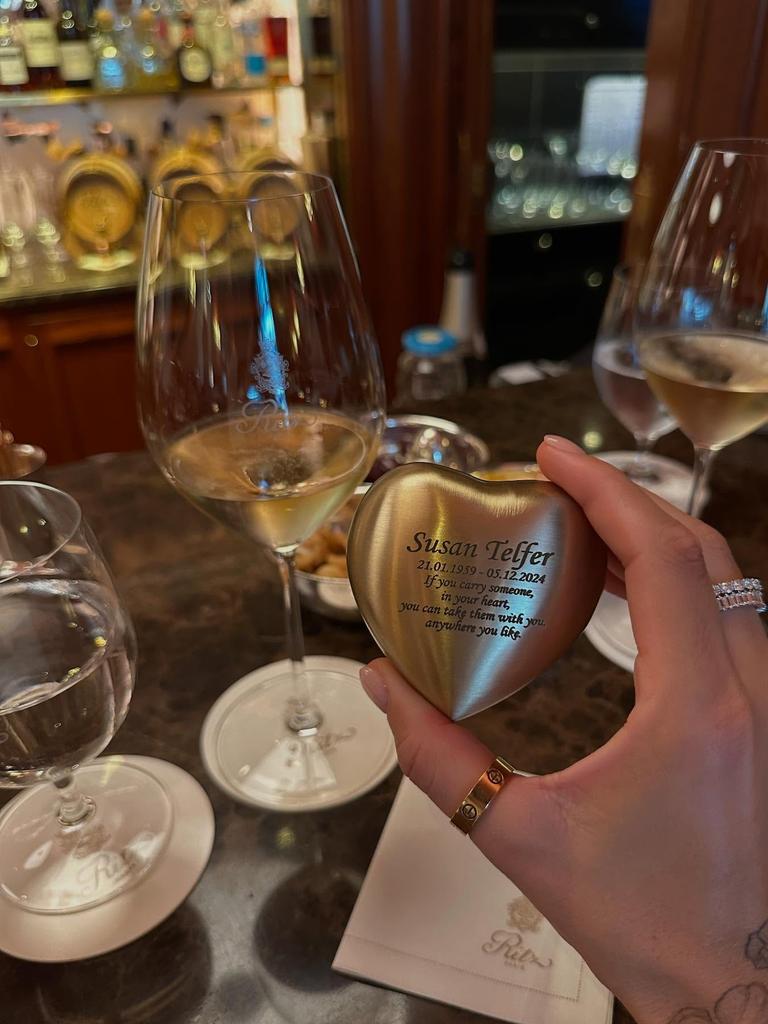 Samantha Aimes-Costa has brought her mother Susan Telfer's ashes to the Ritz in Paris. Picture: Instagram