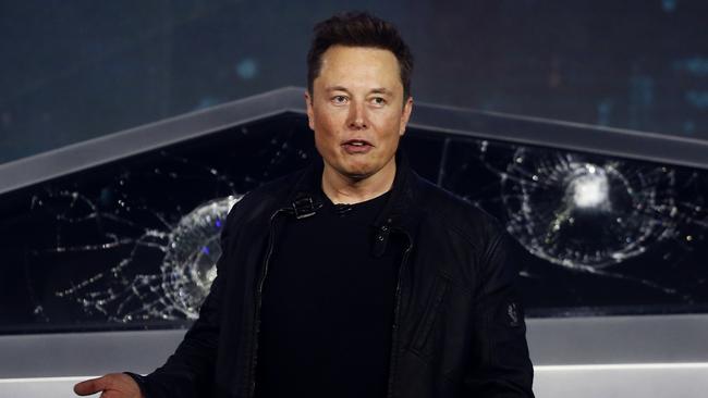 Tesla CEO Elon Musk introduces the Cybertruck at Tesla's design studio in Hawthorne, California. Picture: AP.