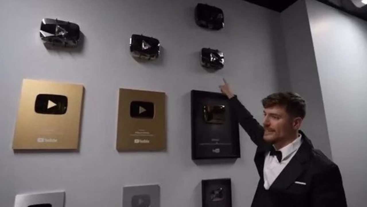 The humble home features a gallery of awards from YouTube.