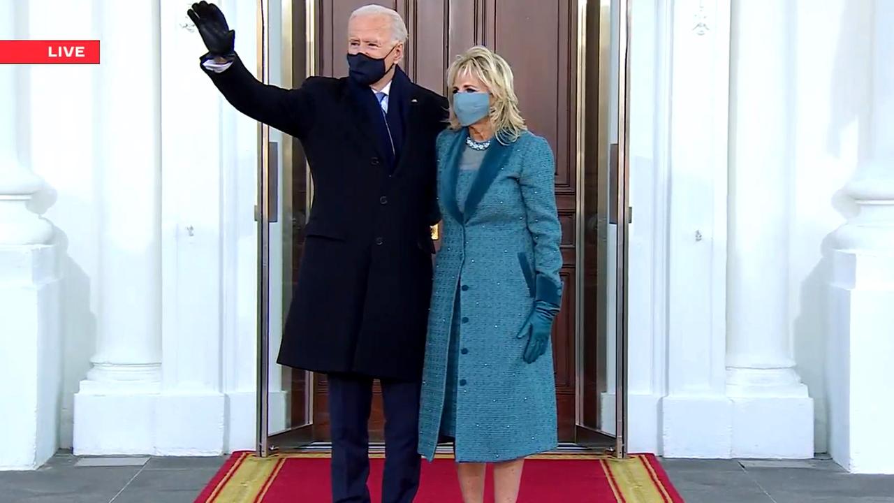 Joe Biden and First Lady Jill Biden arrive at the White House. Picture: Getty Images.