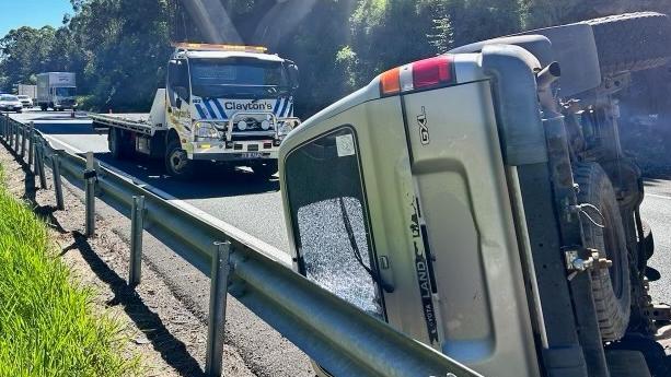 Rollover on the Bruce Hwy near Nambour. Photo: Contributed