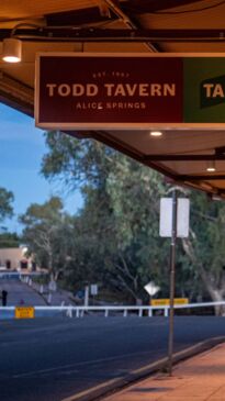 Alice Springs at nightfall on the first night of an emergency 14-day curfew