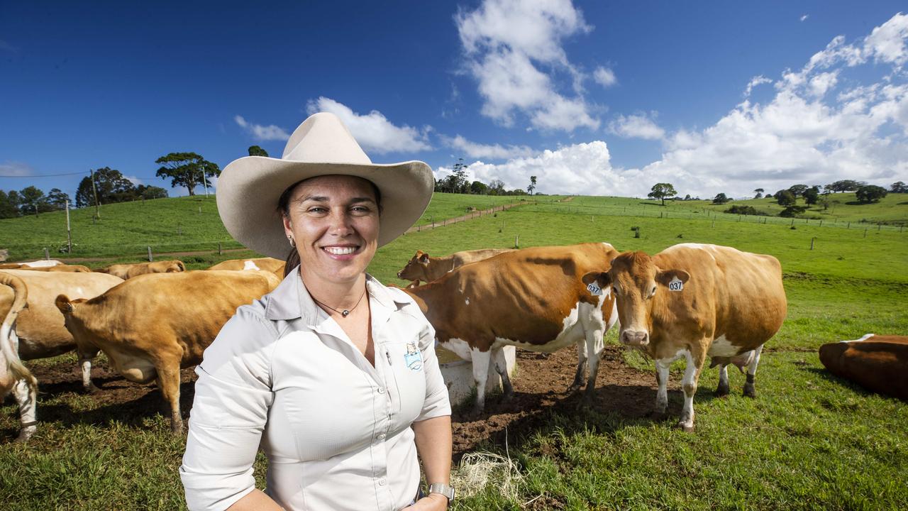 Sally Hopper from Maleny Dairies on the Sunshine Coast who will become Queensland’s first carbon positive dairy business. Picture: Lachie Millard