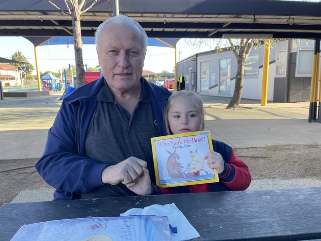 Albanvale Primary School: Cane and his granddaughter Tiana read 