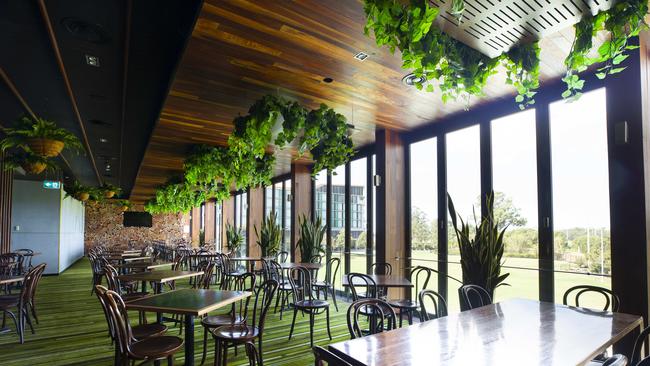 One of the empty dining areas at the Eatons Hill Hotel Photo: AAP/Renae Droop