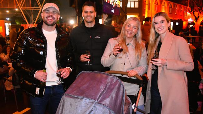 Alex, Ryan, Jodie, Molly and Melia at the Whisky, Wine and Fire Festival 2024 at the Caulfield Racecourse. Picture: Jack Colantuono