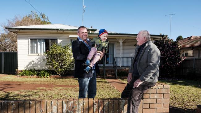 The Toowoomba United RSL Sub Branch's new home in Hume St, Kearneys Spring. Pictured are President Roland Thompson (right), and vice president Scott May, with his son Charlie.