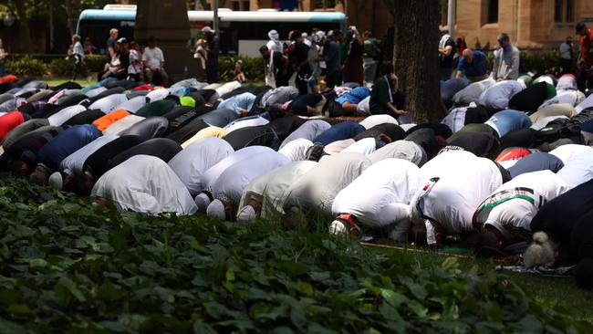 Pro-Palestinian protesters gathered in Sydney’s Hyde Park to rally against the Israeli occupation of Gaza and ongoing war between the two nations. PICTURE: NCA NewsWire / Dylan Robinson