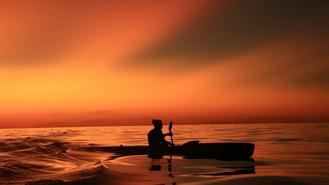 Bonnie Hancock paddling off Port Hedland, WA. Picture: Jaime Sallows