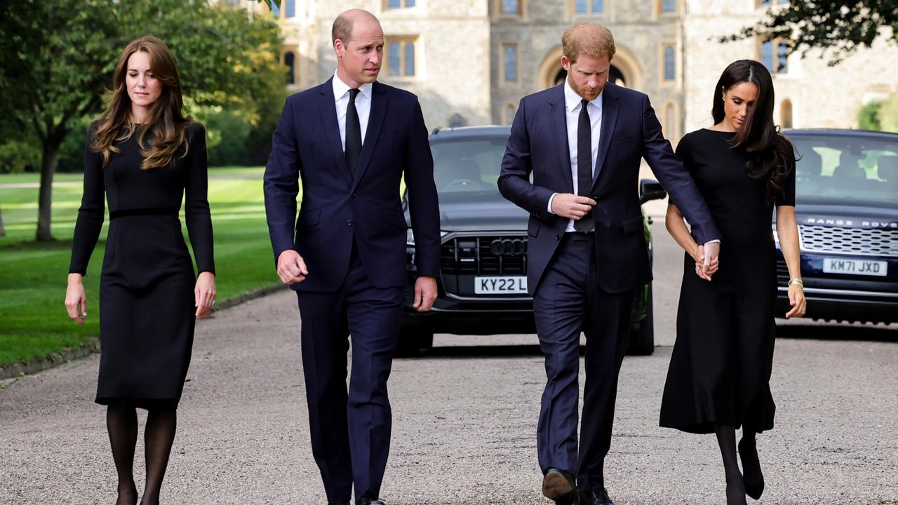 The Fab Four were photographed together for the first time since 2020 while greeting mourners outside Windsor castle. Picture: Getty Images.