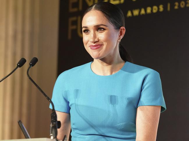 Meghan, the Duchess of Sussex, presented an award. Picture: Paul Edwards/Pool Photo via AP