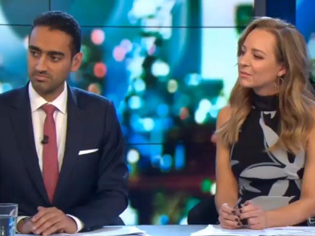 The Project co-hosts Waleed Aly and Carrie Bickmore were visibly moved during Samuel’s emotional interview. Picture: Channel 10