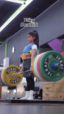 Wild moment 9-year-old deadlifts 3 times her body weight