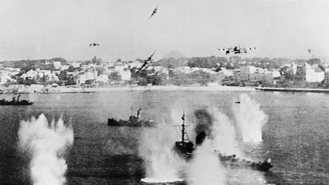 Allied planes bomb enemy boats ahead of the D-Day invasion. Picture: US National Archives / AFP